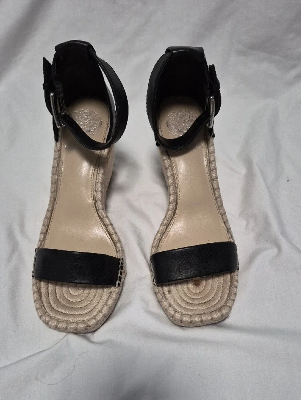 Vince Camuto Black Espadrille Wedge Sandals with Ankle Strap 8